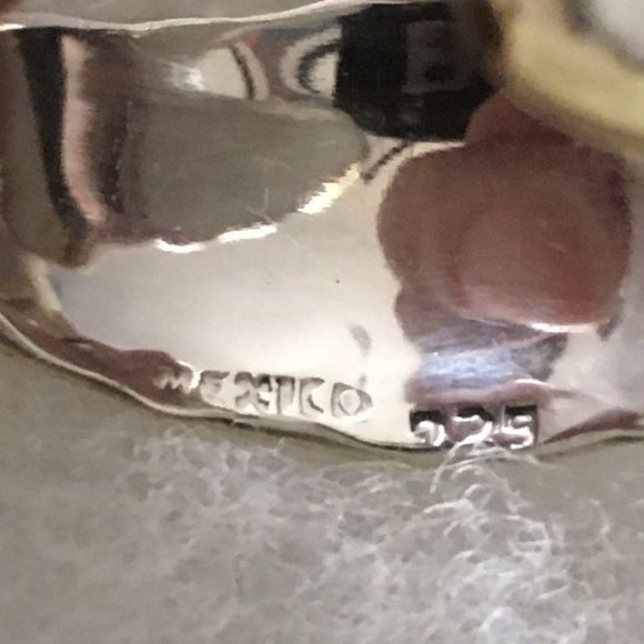 TAXCO Sterling Silver Lanton Open Hoop Earrings Rimmed in Crimped Brass - Picture 5 of 5